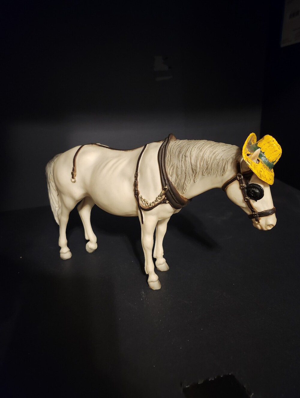 Decorative Breyer Old Timer Cream Horse Figurine with Yellow Hat